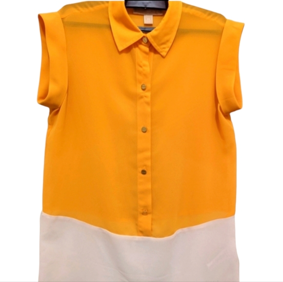 Michael Kors Yellow White Blouse - Picture 1 of 4